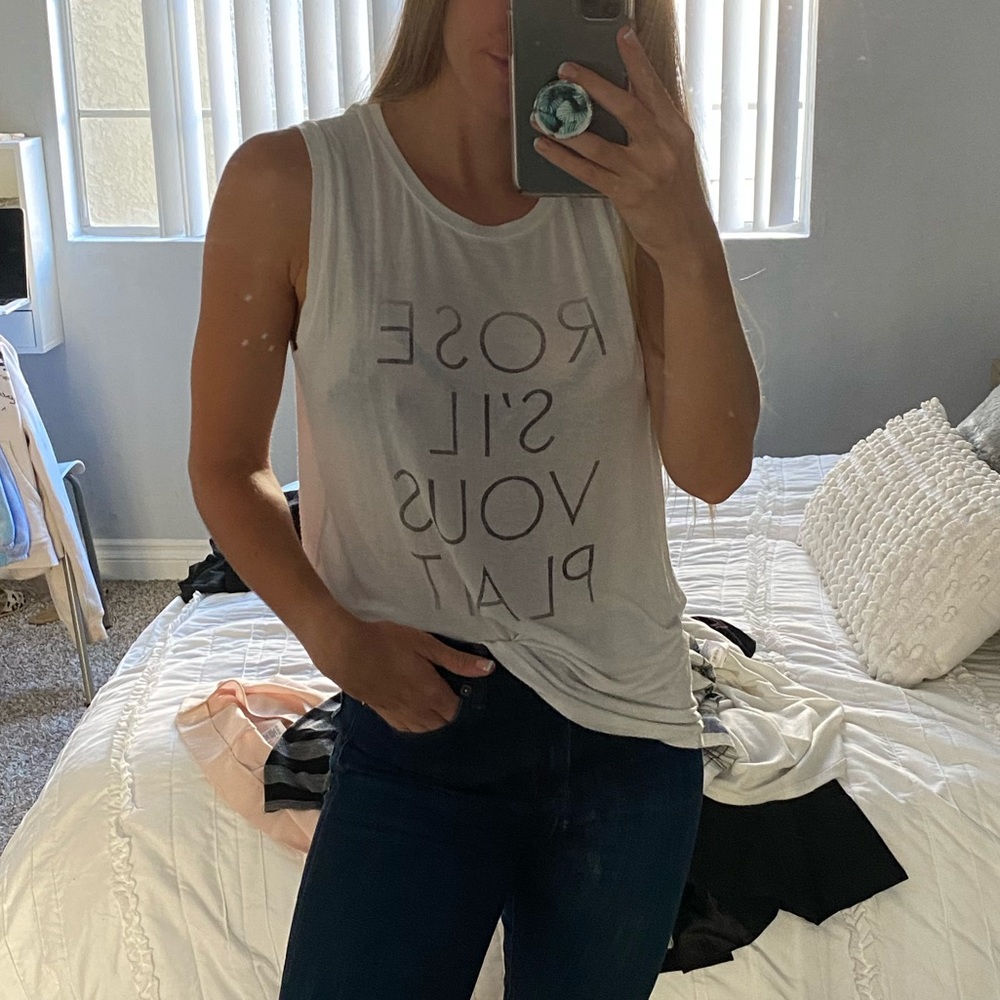 ROSE SIL VOUIS PLAIT GRAPHIC MUSCLE TANK